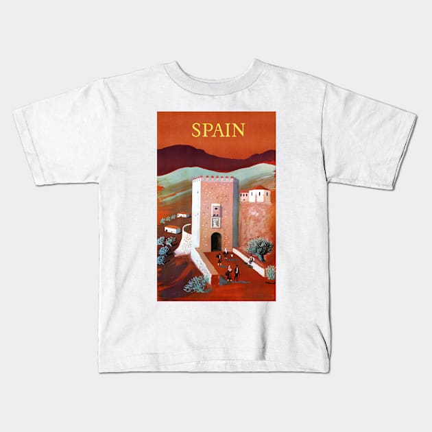 Vintage Travel Poster Spain Kids T-Shirt by vintagetreasure